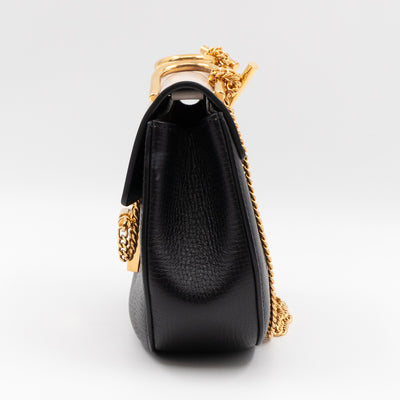 Drew Black White Leather Gold