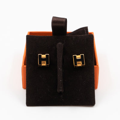 Cage d'H Earrings Black Gold