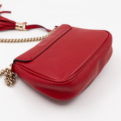 Mini Soho Flap Chain Bag Red Leather