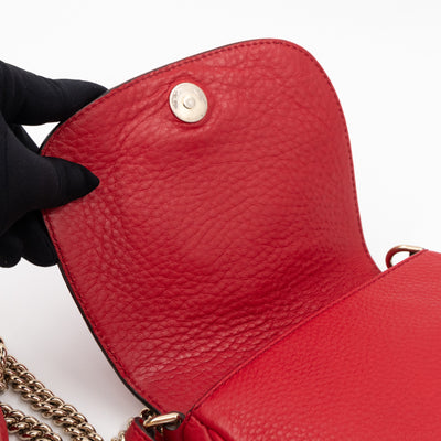 Mini Soho Flap Chain Bag Red Leather