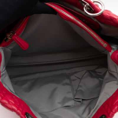 Medium Soft Shopping Tote Raspberry Red Cannage Leather