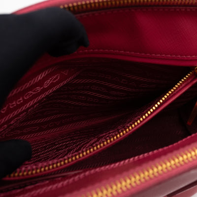 Galleria Medium Double Zip Pink Saffiano Vernice