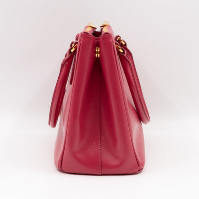 Galleria Medium Double Zip Pink Saffiano Vernice