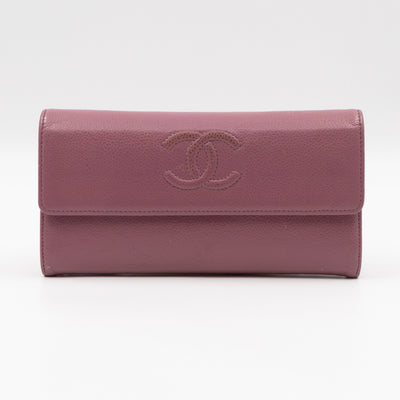 Continental Flap Wallet Mauve Caviar