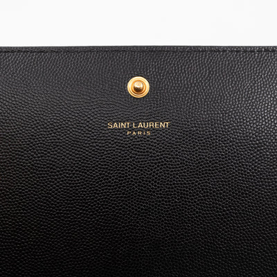 Kate Chain Wallet Bag Black Grained Leather Gold
