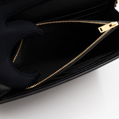 Kate Chain Wallet Bag Black Grained Leather Gold