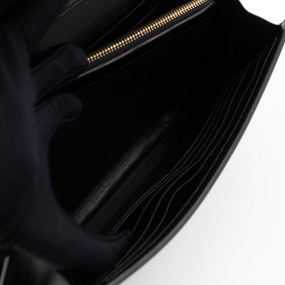 Kate Chain Wallet Bag Black Grained Leather Gold