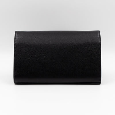 Kate Chain Wallet Bag Black Grained Leather Gold