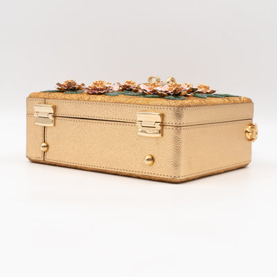 DG Unique Box Flower Handbag Embellished Lurex and Leather