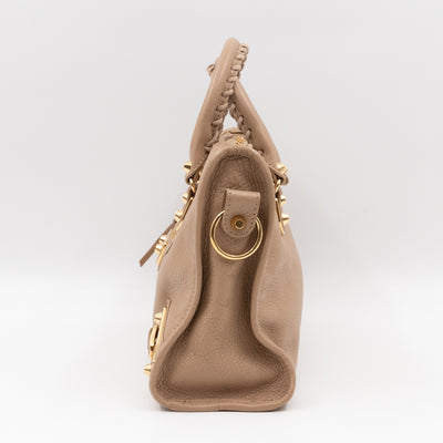 Classic City S Metallic Edge Beige Leather