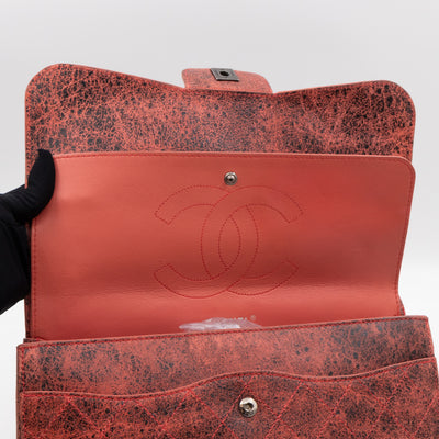 Classic Double Flap Jumbo Red Crackled Leather