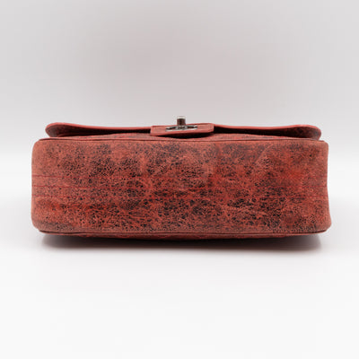 Classic Double Flap Jumbo Red Crackled Leather