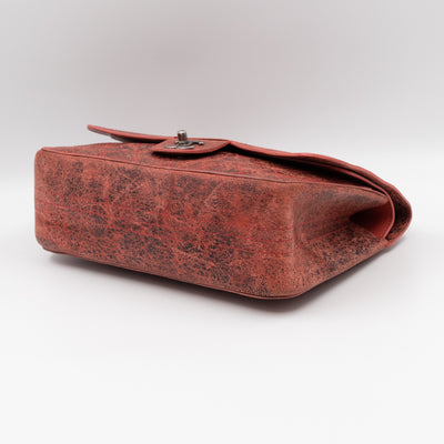 Classic Double Flap Jumbo Red Crackled Leather