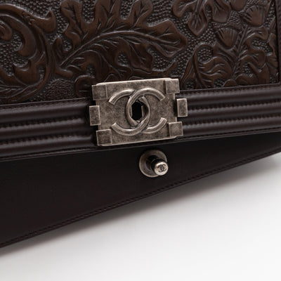 Cordoba Boy Bag Medium Dallas Paris Brown Engraved Leather