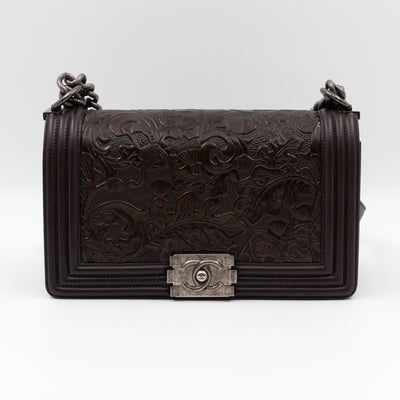 Cordoba Boy Bag Medium Dallas Paris Brown Engraved Leather