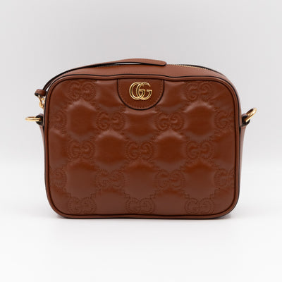 GG Matelassé Small Brown Leather