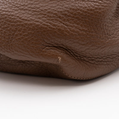 Twill Shoulder Bag Brown Leather