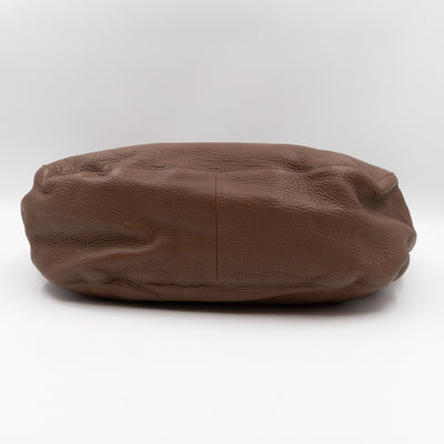 Twill Shoulder Bag Brown Leather
