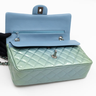 Classic Double Flap Medium Green Metallic Patent Leather