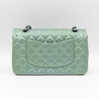Classic Double Flap Medium Green Metallic Patent Leather