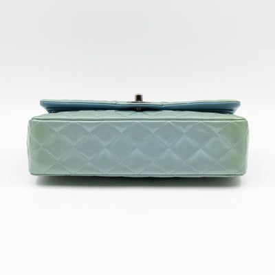 Classic Double Flap Medium Green Metallic Patent Leather
