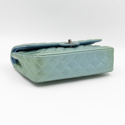 Classic Double Flap Medium Green Metallic Patent Leather
