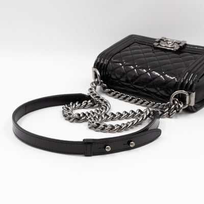 Boy Bag Small Black Metallic Patent Leather