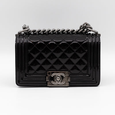Boy Bag Small Black Metallic Patent Leather