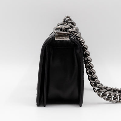 Boy Bag Small Black Metallic Patent Leather