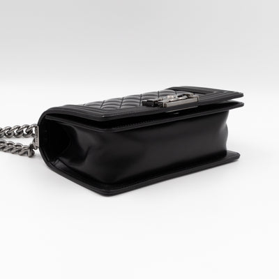 Boy Bag Small Black Metallic Patent Leather
