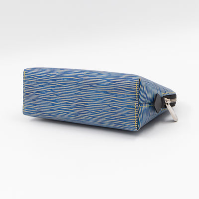 Cosmetic Pouch PM Epi Leather Denim Blue