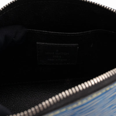 Cosmetic Pouch PM Epi Leather Denim Blue