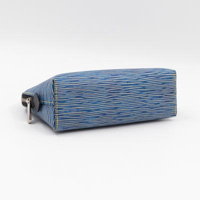 Cosmetic Pouch PM Epi Leather Denim Blue