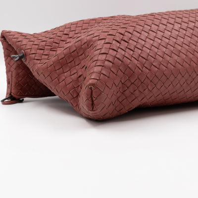 Large Convertible Tote Bag Intrecciato Brick Brown Leather
