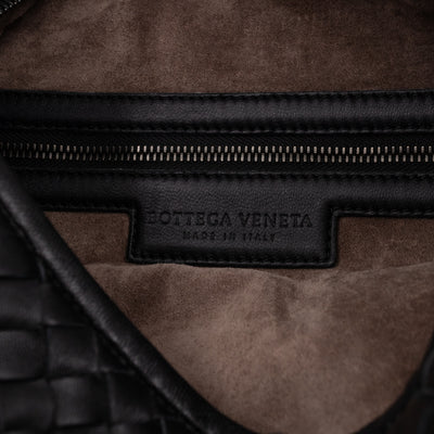 Belly Hobo Bag Intrecciato Black Leather