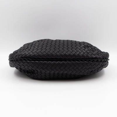 Belly Hobo Bag Intrecciato Black Leather
