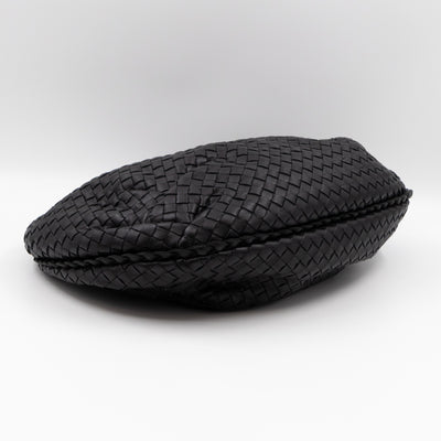 Belly Hobo Bag Intrecciato Black Leather