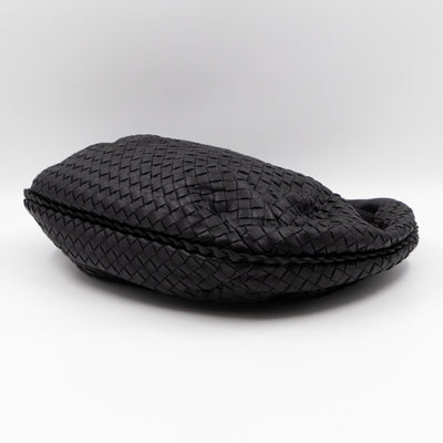 Belly Hobo Bag Intrecciato Black Leather