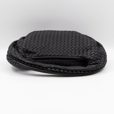 Belly Hobo Bag Intrecciato Black Leather