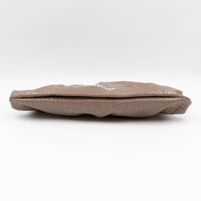 Cloud XL Clutch Bag Beige Croc Embossed Patent Leather