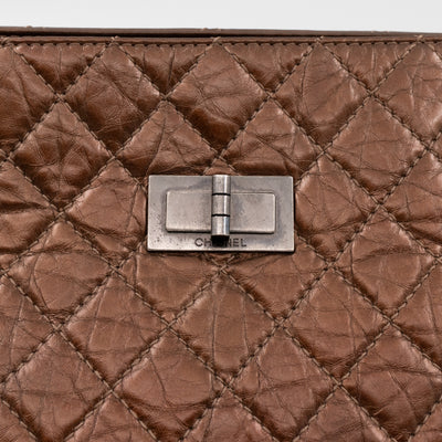 Quilted Reissue 2.55 Lock Shopping Tote Bronze Leather