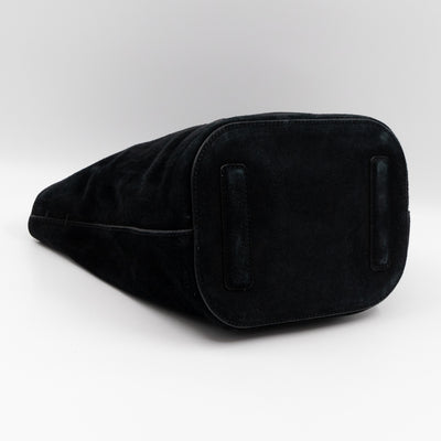 Small Jackie Soft Bucket Bag Black Suede Leather