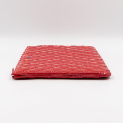 Classic Large O Case Red Patent Leather Double Stitching