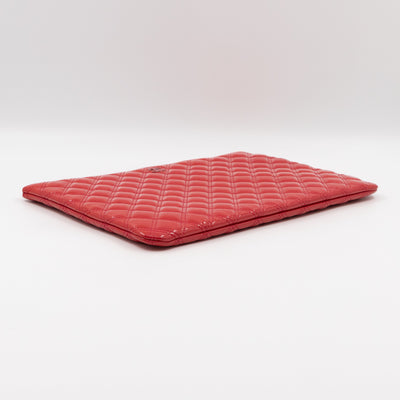 Classic Large O Case Red Patent Leather Double Stitching