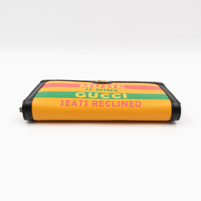Gucci 100 Music Is Mine Zip Around Wallet Black & Yellow Leather