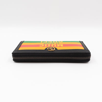 Gucci 100 Music Is Mine Zip Around Wallet Black & Yellow Leather