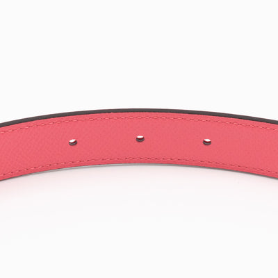 Mini Constance Buckle & Reversible Red and Rose Azalee Leather Belt 75 cm