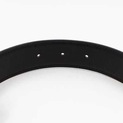 Au Carre Buckle & Reversible Etoupe and Black Leather Belt 85 cm