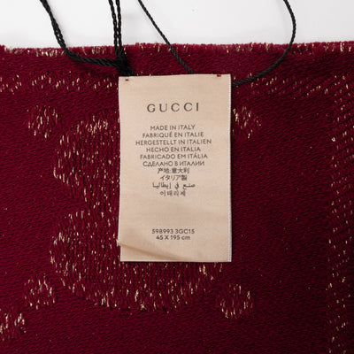 GG Jacquard Knitted Lady Nest Lux Scarf Red & Gold