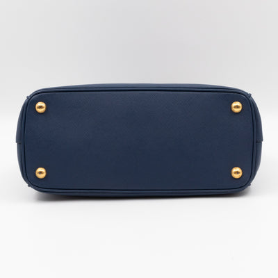 Galleria Small Double Zip Blue Saffiano
